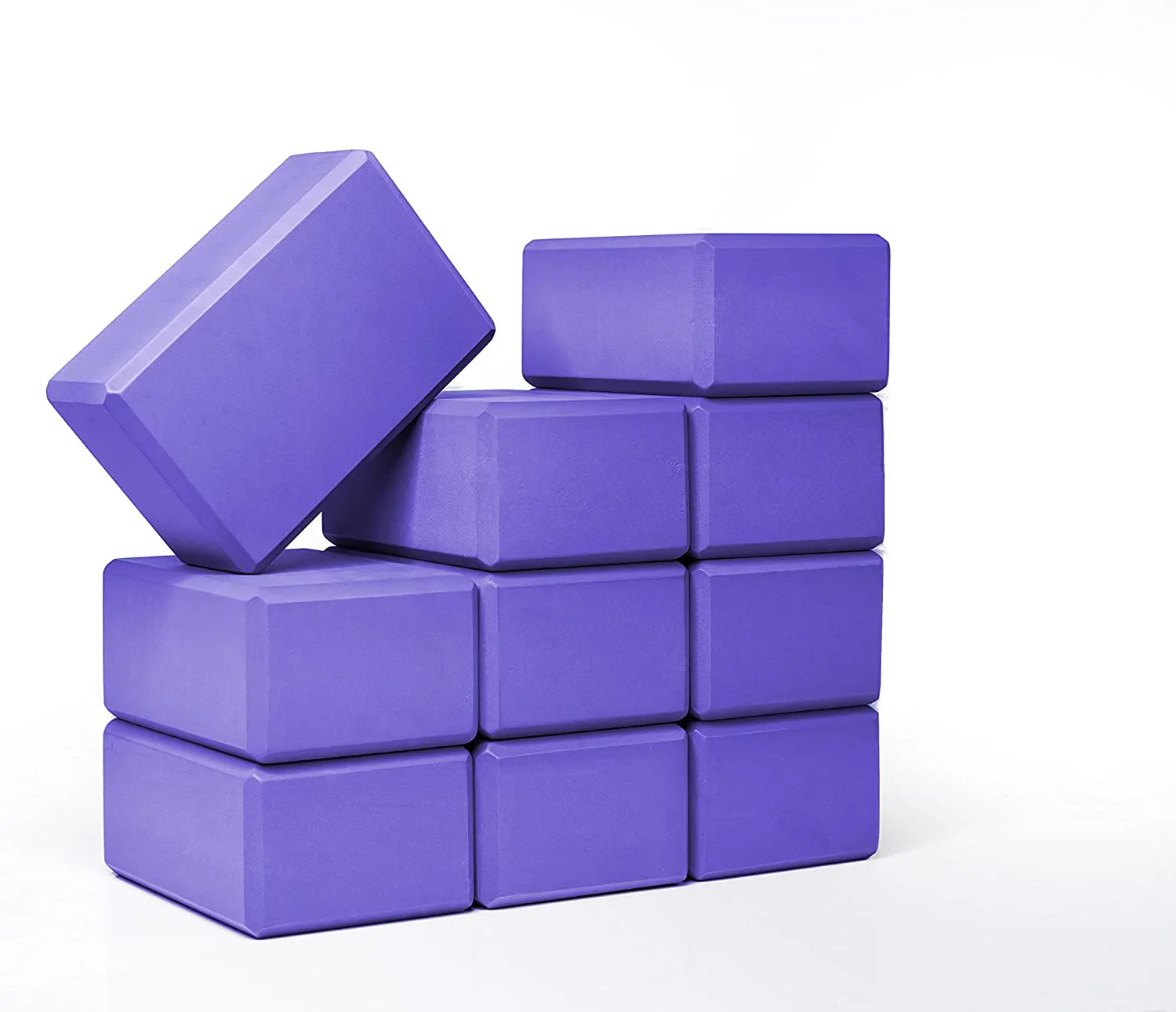 Sunshine Yoga - 4” Yoga Block - Studio 10-Pack - EVA Foam - Support and Deepen Poses - Improve Strength - Aid Balance and Flexibility (4 X 6 X 9 Inches)